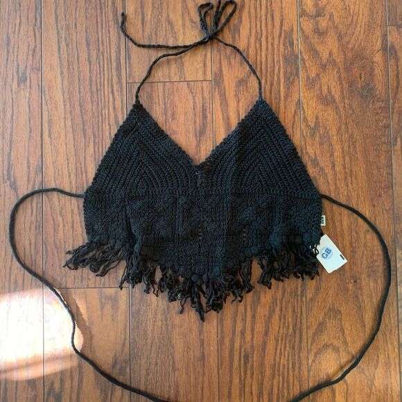NWT Ecote  backless fringe halter top. XS - Picture 2 of 4